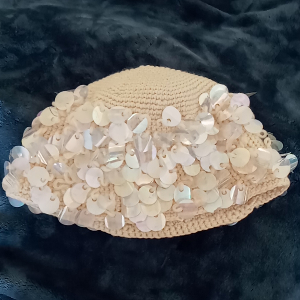 Two vintage handmade caps with sequins